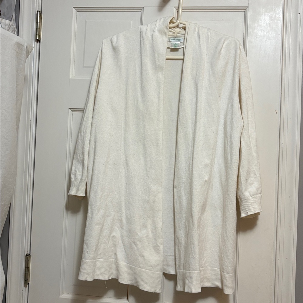 Laura Ashley Cream Cardigan Sz L flaws
